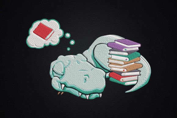 T Rex Dinosaur Loves Reading Books Design